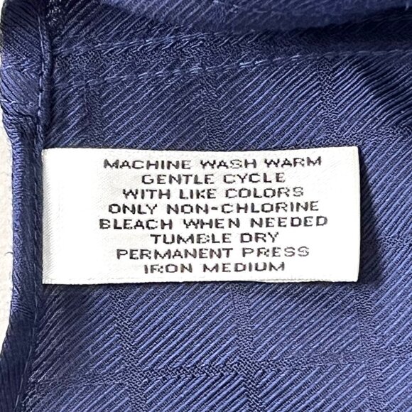 Van Heusen Button Up Dress Shirt Blue Jacquard Checkered Pattern XL 17 1/2 x 35 - Picture 7 of 11